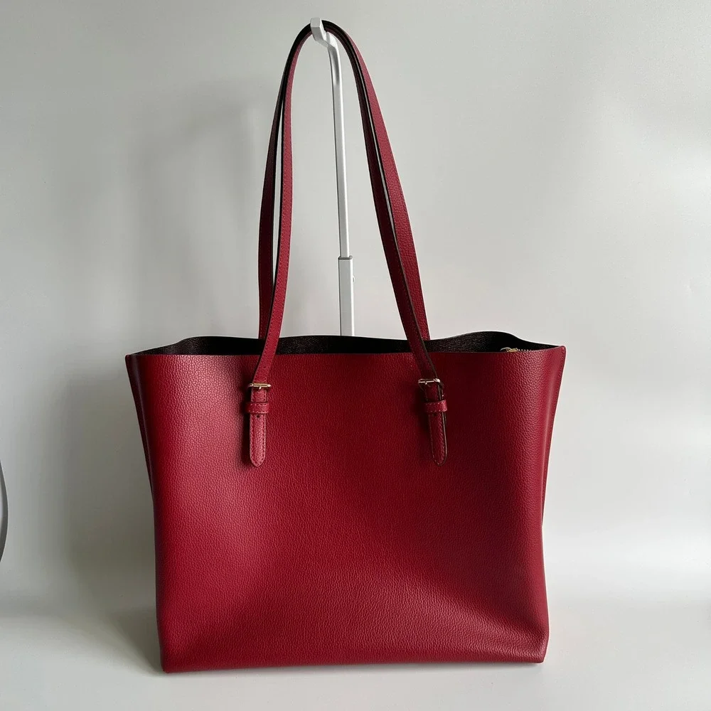 Coach Mollie Tote Red Apple Pebbled Leather Bag 1671
